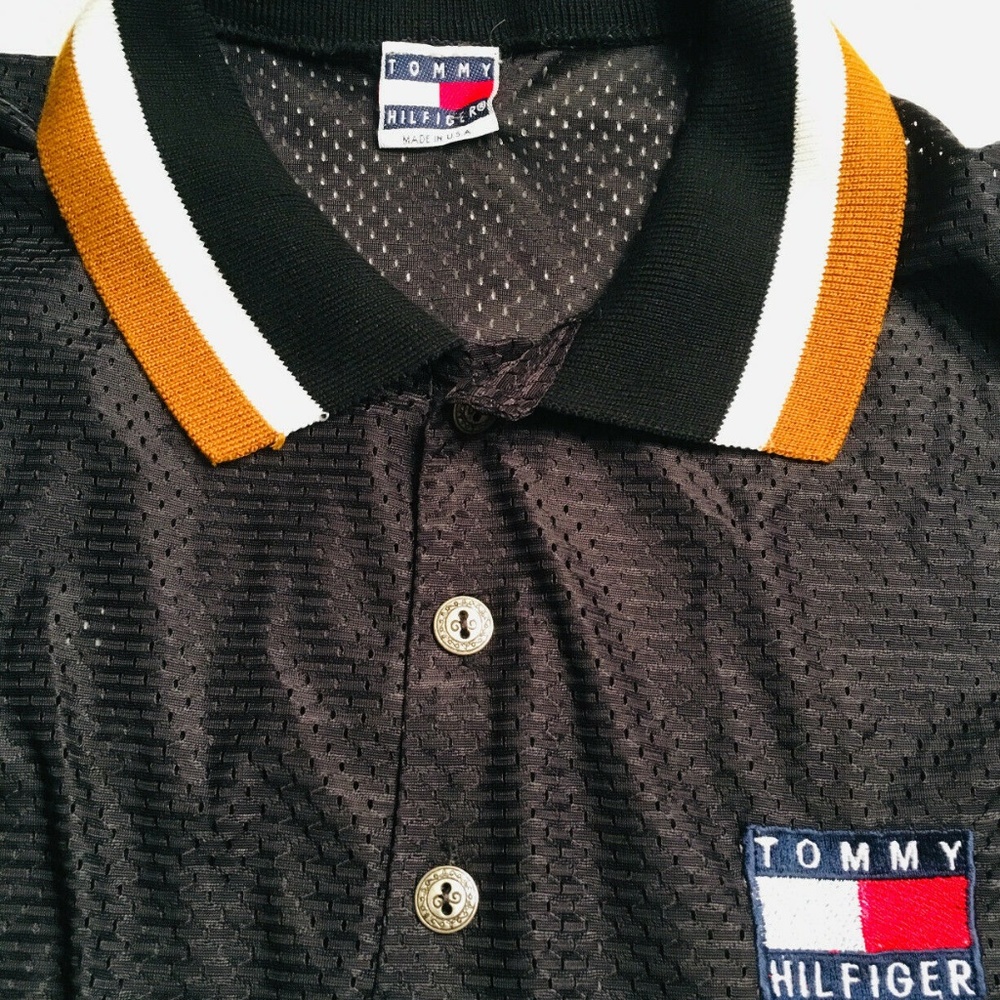 Vintage TOMMY HILFIGER Black Mesh Polo  Men's S
